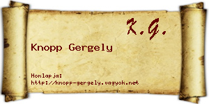 Knopp Gergely névjegykártya